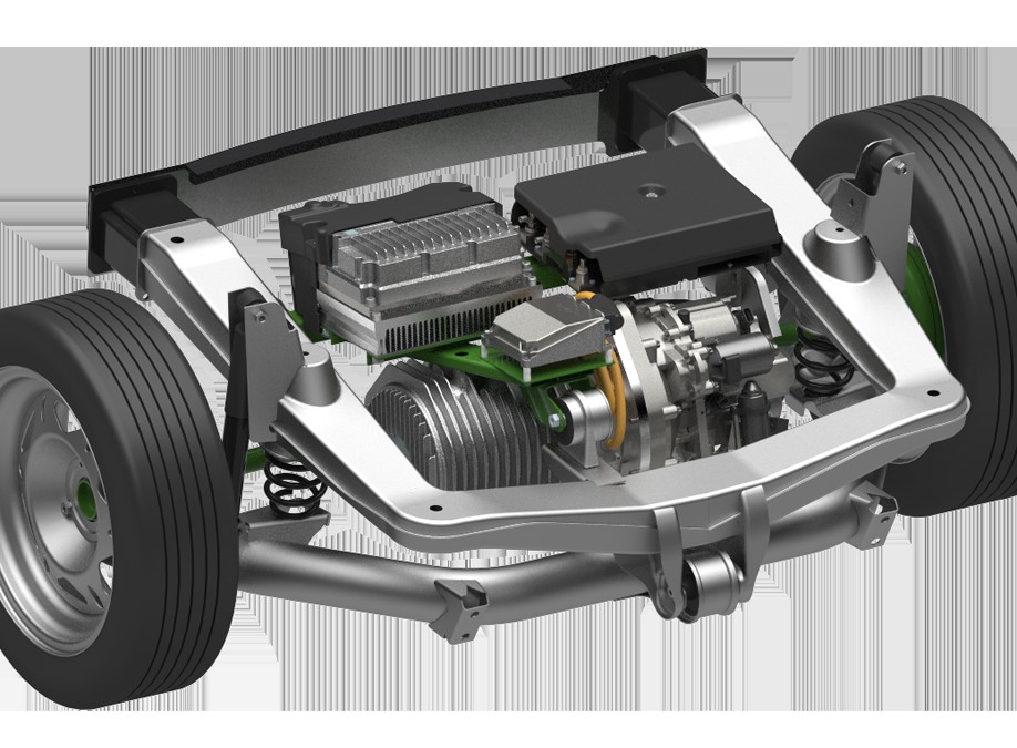 CAD-Konstruktion eines elektrischen Fahrgestells